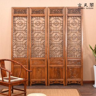 饰折叠屏风酒店玄关茶室中式 客厅可移动实木办公室古典装 屏风隔断