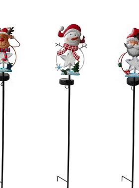 新款太阳能圣诞灯led雪人麋鹿老公插地户外灯庭院草坪装饰灯
