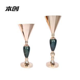 结婚装饰花架酒店餐桌金色花瓶婚礼布置生日派对摆件家用橱窗饰品