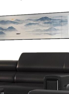 中式山水风景卧室横向装饰画新中式风格水墨江南国画床头挂画