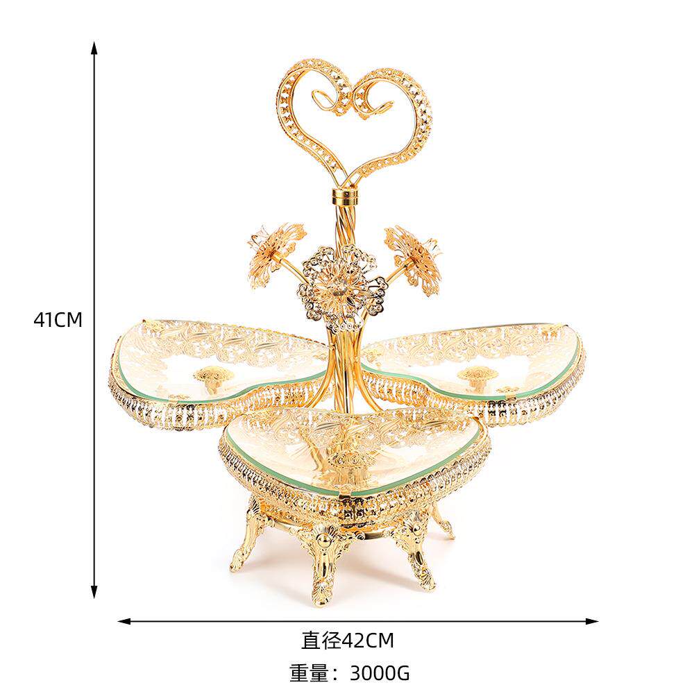 欧式古典爱心单层手提果盘典雅复古轻奢水果篮简约精美客厅零食篮
