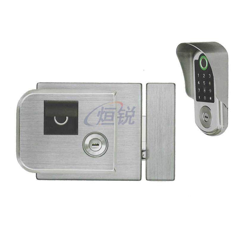 户外防雨水双面指纹密码电机锁室外门禁锁APP远程遥控锁手机NFC