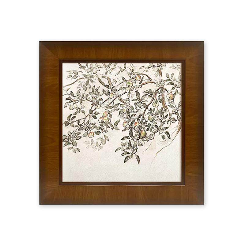 平安果》法式中古风线稿素描装饰画玄关斗柜高级感美拉德卧室挂画