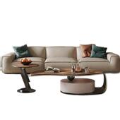 轻奢佛山极简现代设计师实木岩板创意异形小户型别墅客厅家用茶几