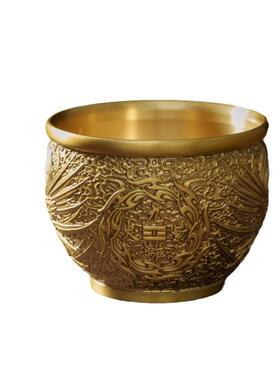 黄铜九紫离火缸聚宝盆招米进财宝办公室摆件精雕浮雕金属工艺品