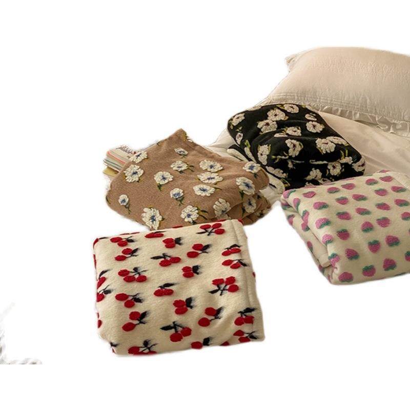 ins风韩国博主同款立体绒毛毯羊羔绒加厚秋冬雏菊盖毯沙发毯樱桃,床上用品,休闲毯/毛毯/绒毯,淘宝优惠券,粉丝福利购,淘宝优惠卷