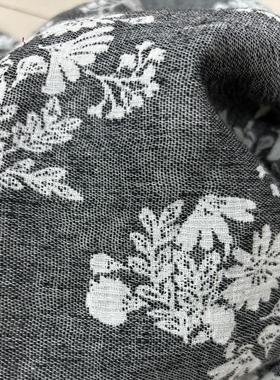 亚麻棉双层砂洗肌理提花面料柔软透气双面绉布家纺服装布料T86012