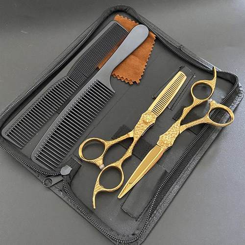 理发剪刀6.0金色黑金款美发剪刀理发剪平剪刘海剪牙剪打薄剪