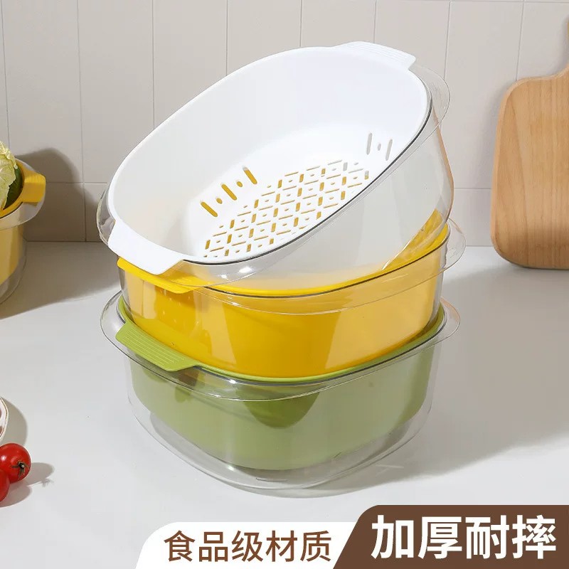 超厚三合一洗菜沥水篮碗筷收纳