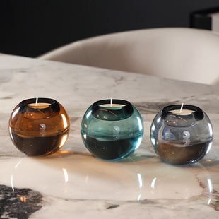 欧式轻奢水晶玻璃小蜡烛台 酥油灯烛台 浪漫求婚烛光晚餐布置道具