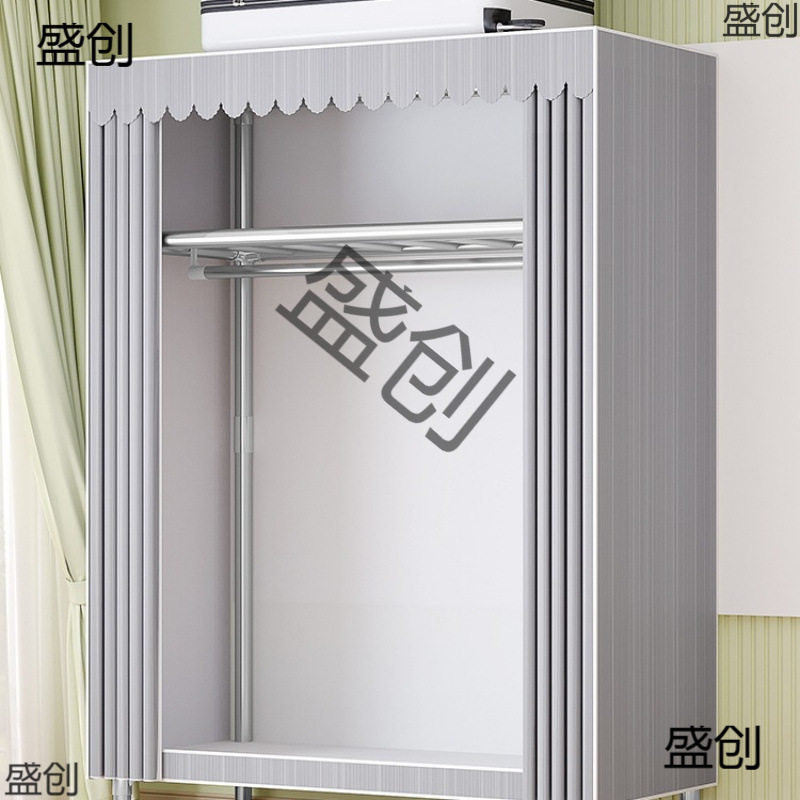 简易衣帽架防尘加厚布衣柜钢管加粗加固全钢架出租房用收纳挂衣橱