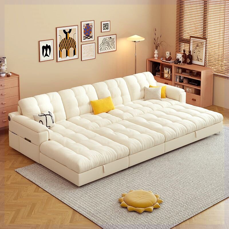 2026新款沙发床网红款猫爪绒家用贵妃直排伸缩推拉小户型客厅沙发