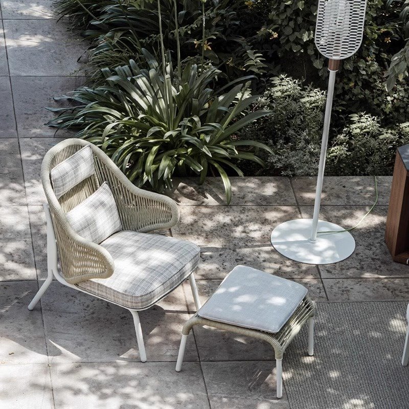 北欧休闲户外桌椅室外防水防晒阳台别墅庭院创意餐桌藤编花园家具