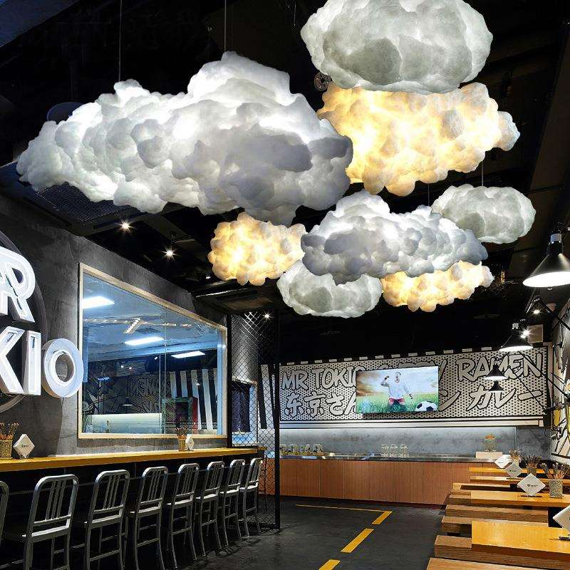 漂浮白云吊灯云朵灯酒店大堂艺术餐厅装饰设计师创意北欧工程灯具