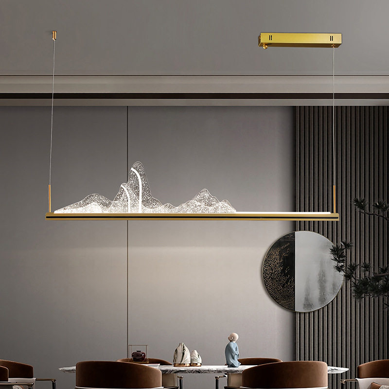 现代简约餐厅吊灯设计师中国风餐桌饭厅吧台灯具led长条茶水室灯