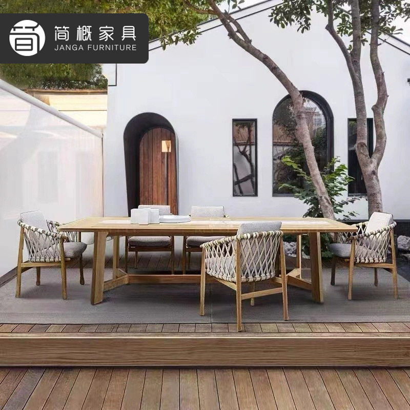 户外别墅庭院桌椅休闲花园下午茶一桌六椅组合室外阳台藤椅家具