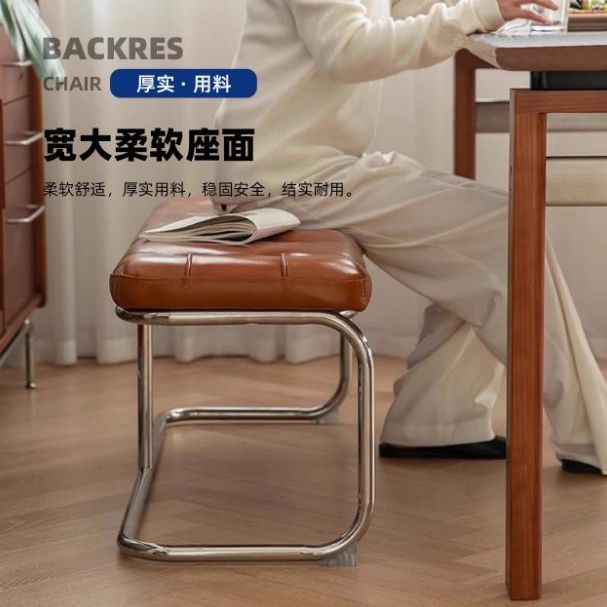 北欧不锈钢换鞋凳衣帽间矮凳卧室床尾复古条凳入户玄关凳简易餐凳