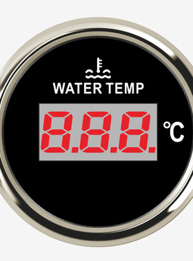 圆形数显水温表52mm9-32v电感测水箱温度表40-120度带红色背光灯