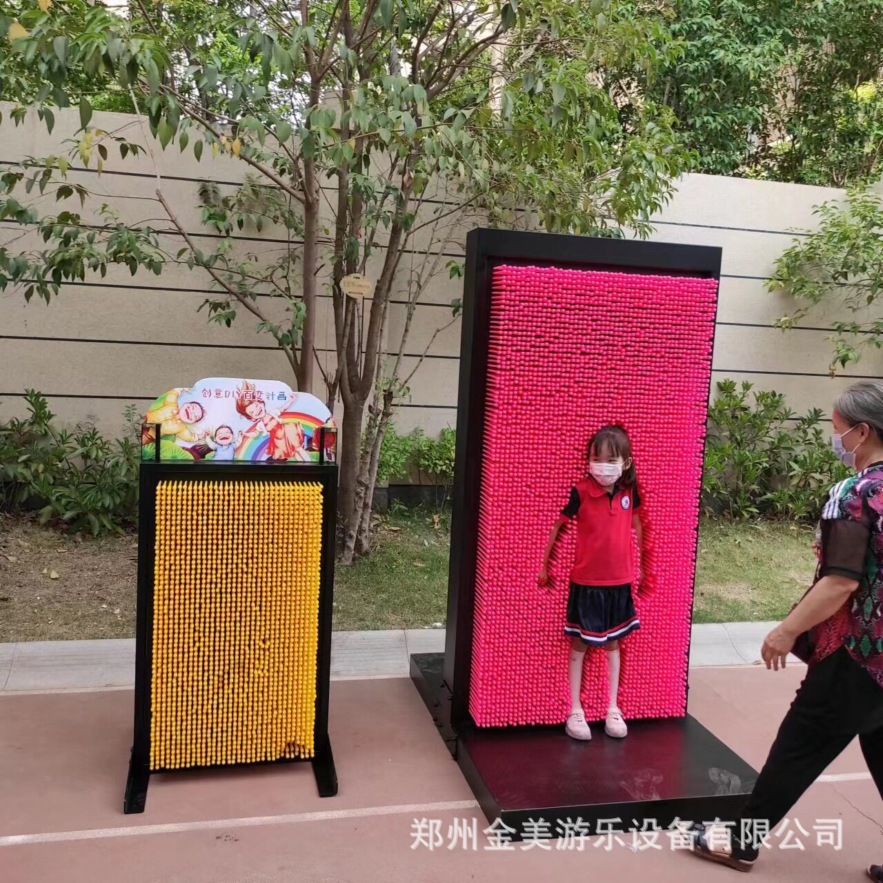 网红暖场引流互动大型三维针雕人形墙3D创意百变针实心针折不弯