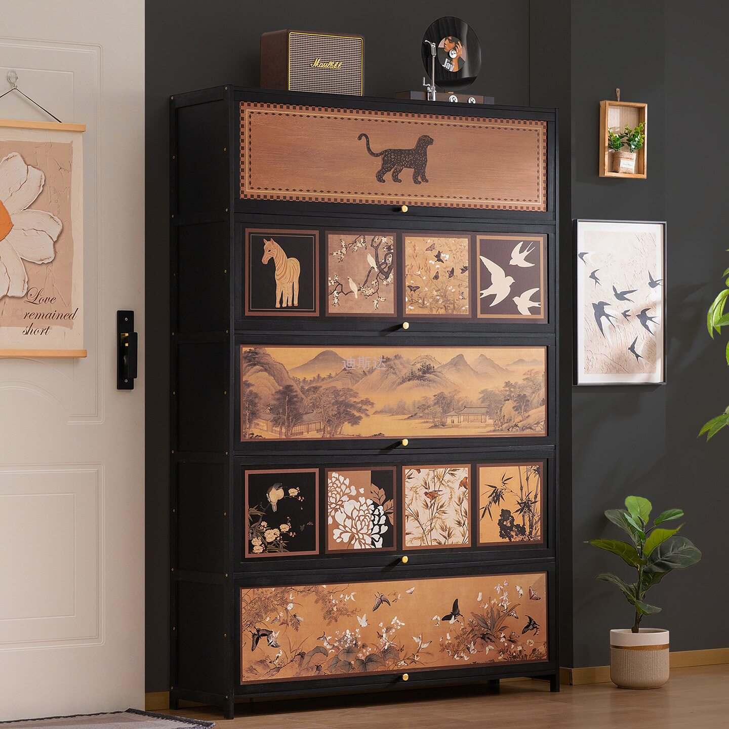 门口鞋柜高款立式入户柜一体门外走廊用极窄家用鞋架子多层带门图片