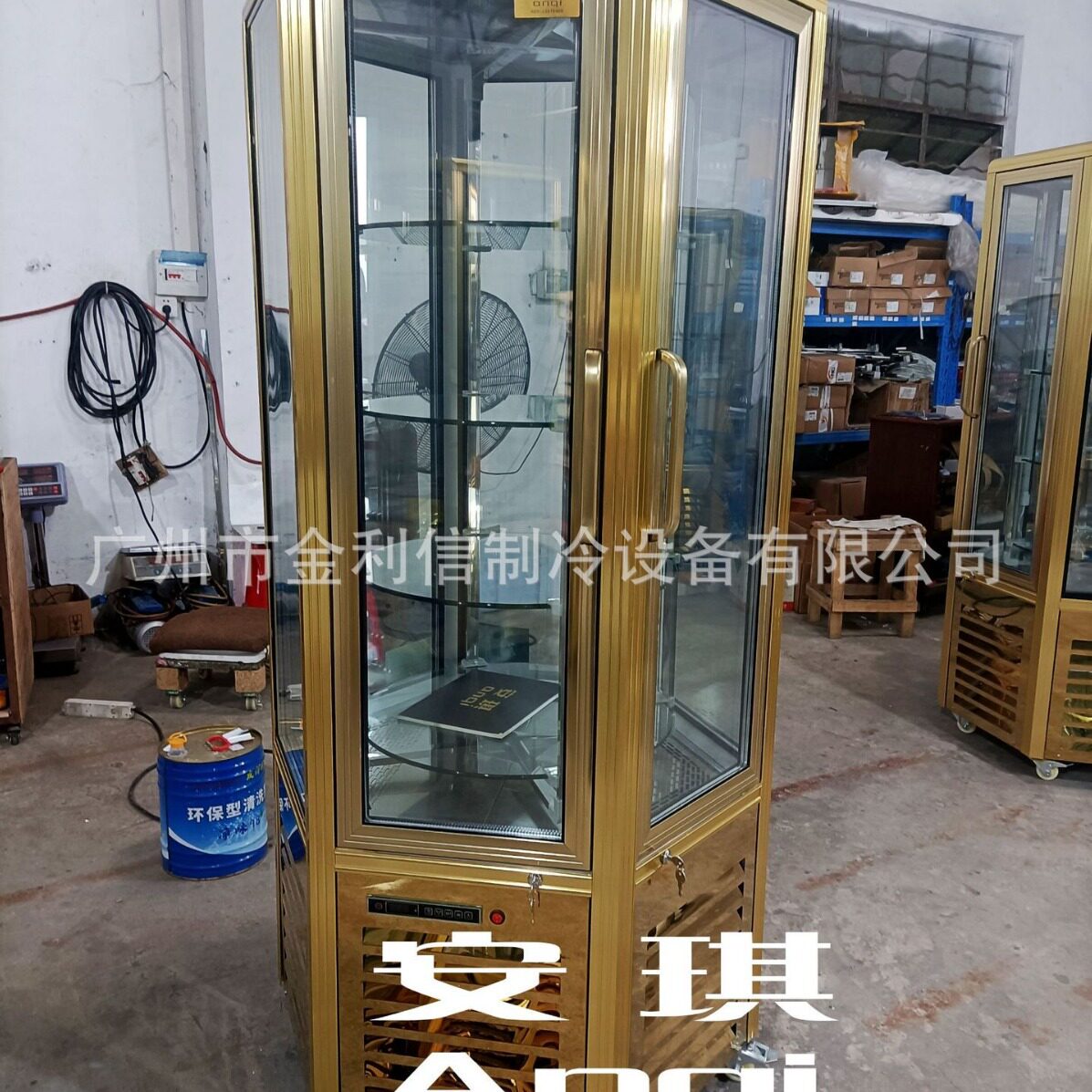 热款金色六角旋转保鲜陈列展示柜甜品冷藏冷柜海马风冷保鲜柜