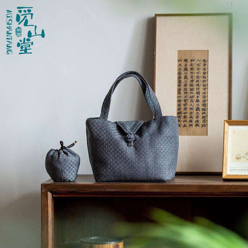 纯手工棉麻收纳包中式复古风户外旅行便携式收纳包大容量茶道配件