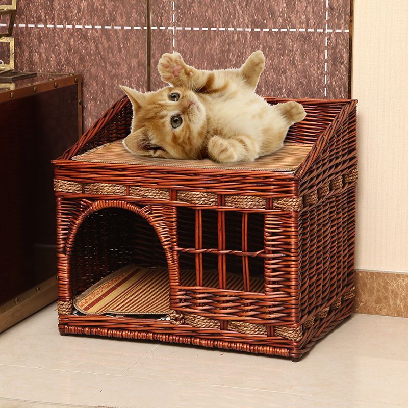 猫窝四季通用夏季凉窝藤编猫窝猫笼房子别墅双层猫咪窝猫屋批发
