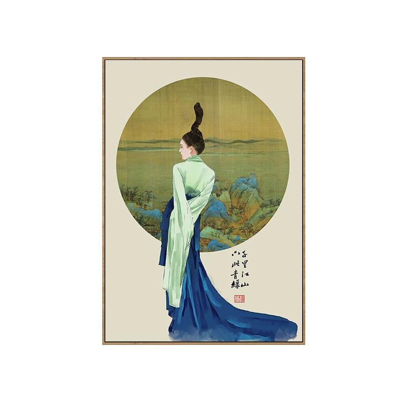 新中式客厅沙发背景墙装饰画花卉餐厅歺厅挂画餐桌墙面壁画四联画
