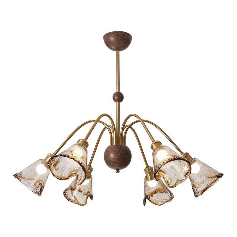 法复式古客厅餐厅计吊灯设师美式古南洋风大厅灯多头玻中璃主331