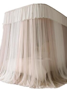 CB#双层防蚊轨道蚊帐1.5M1.8m2.2m2m床落地三开可升降调节蚊帐床