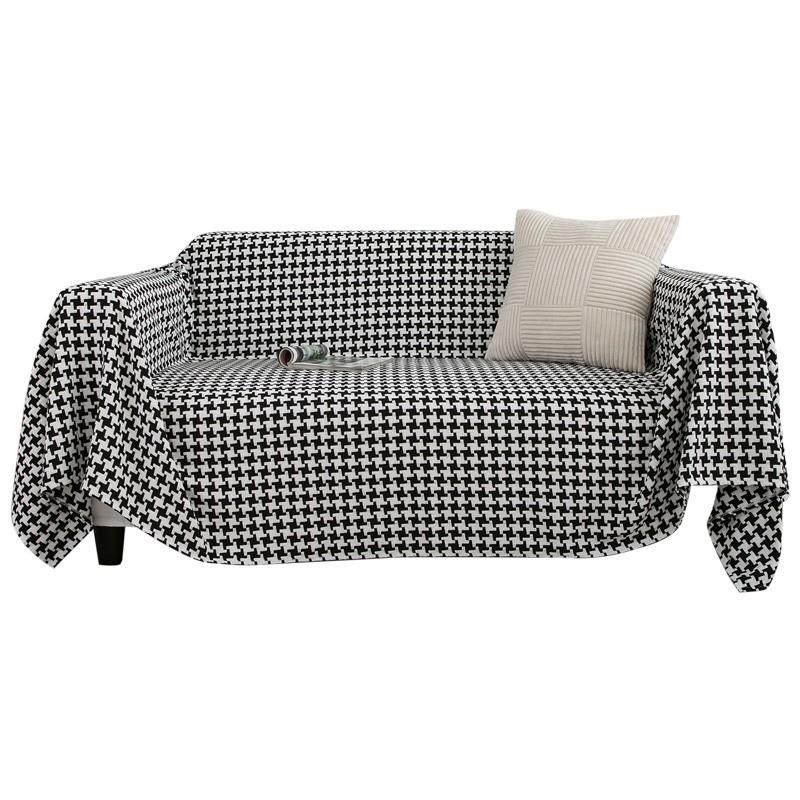 黑白千鸟格沙发盖巾万能沙发套罩四季通用棉麻加厚全包一体盖巾,居家布艺,沙发套,淘宝优惠券,粉丝福利购,淘宝优惠卷