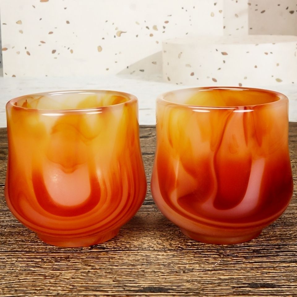 天然红玛瑙玉石茶杯酒杯新国风