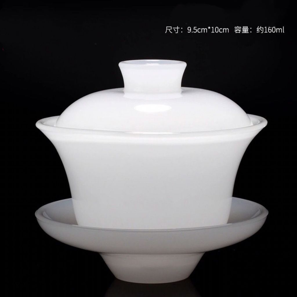 天然玉石盖碗杯子茶杯高档