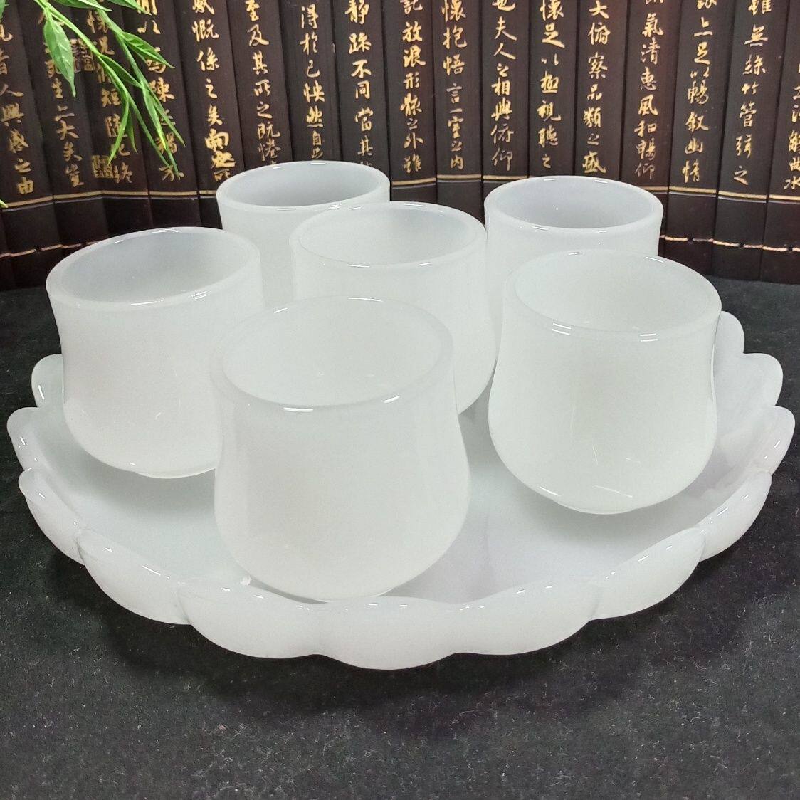 天然阿富汗玉石茶杯酒杯功夫茶具养生高端玉石单个主人杯套装玉器