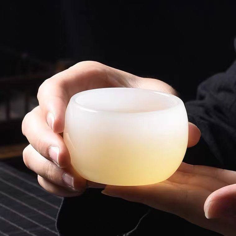 高端男女士款个人专用精致红玛瑙玉石茶杯中式古典功夫茶杯养生小