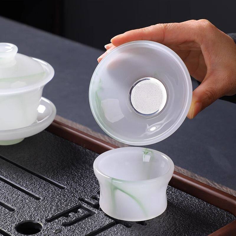茶漏琉璃家用滤网白玉过滤器高档