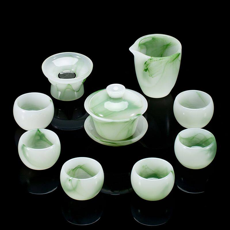 琉璃茶具套装组合白玉轻奢高端