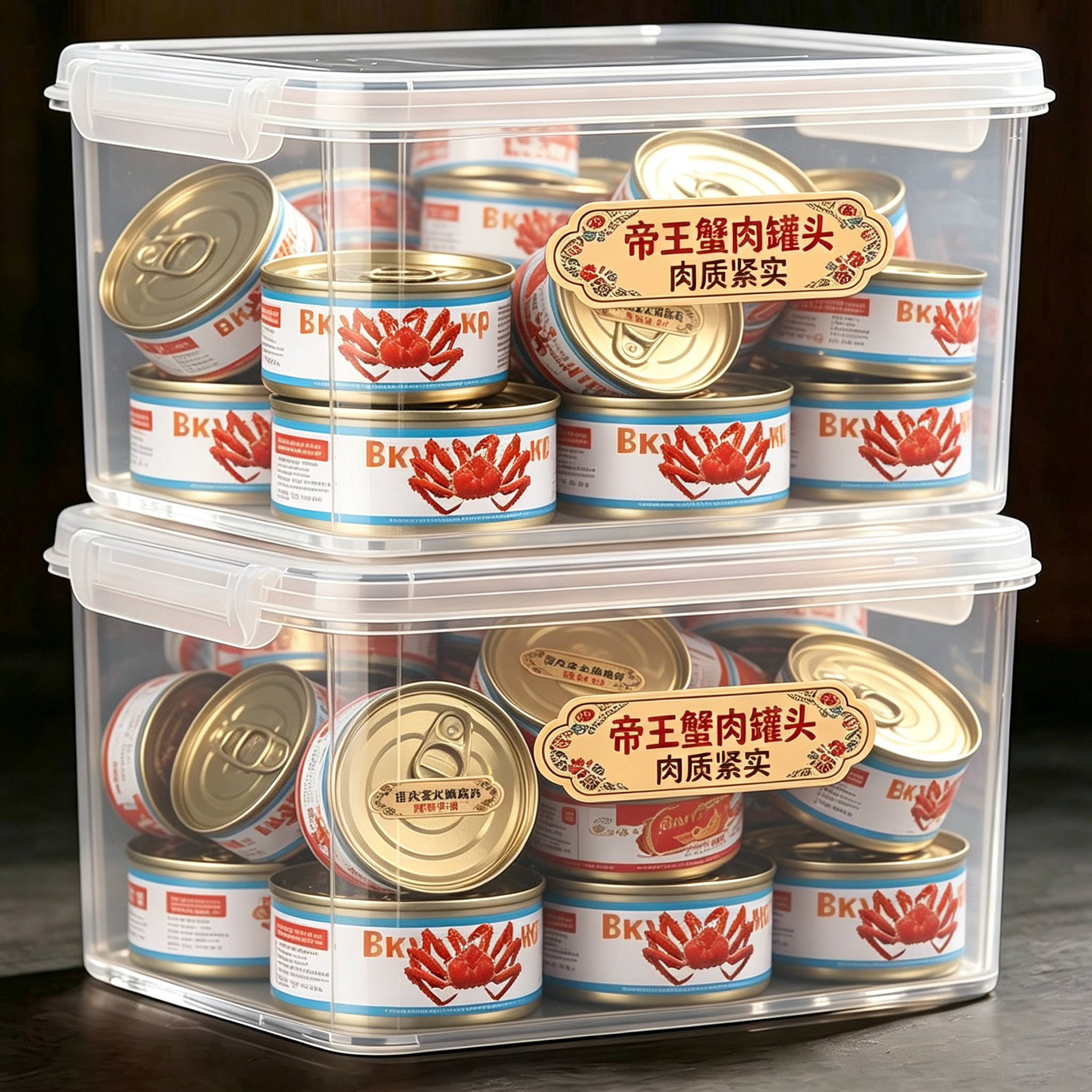 俄罗斯进口蟹柳肉罐头帝王蟹腿开盖即食海鲜零食熟食寿司炒饭海味图片