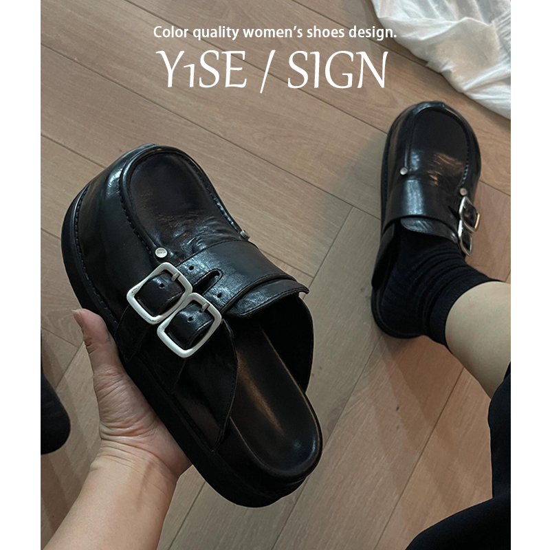 黑色增高厚底真皮勃肯鞋女外穿