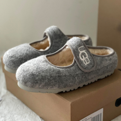 网红爆款超火灰色玛丽珍毛毛鞋