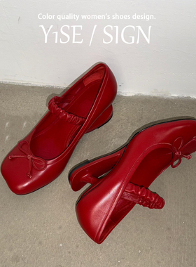 高级感红色玛丽珍高跟鞋女2026春季新款法式异形跟巨好看温柔单鞋