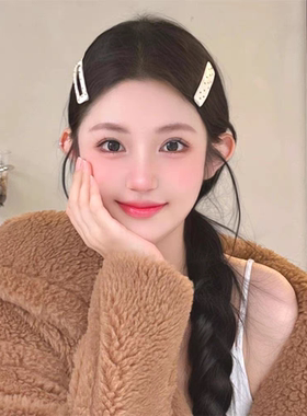 韩系黑白波点发夹女前额碎发