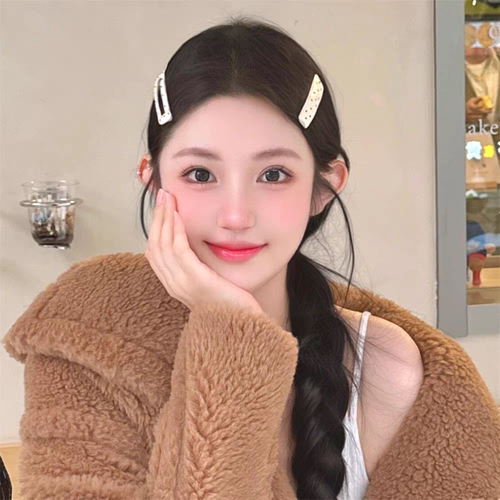 韩系黑白波点发夹女前额碎发
