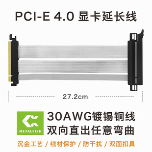 鱼巢PCI E3.0竖插转接线A4款 X16显卡延长线兼容PCI E4.0 ITX机箱