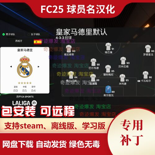 FC25 中文球员名汉化 FIFA25经理模式生涯模式均使用 不含游戏