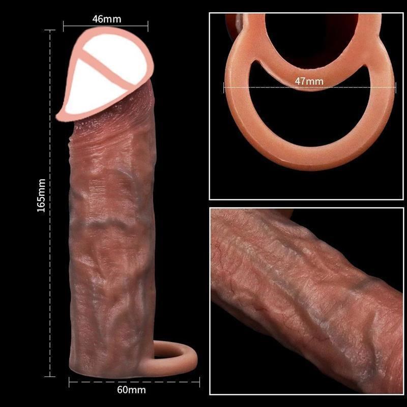 Realistic Penis Sheath Reusable Silicone Condom Cock Extensi