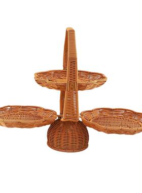 可果折叠收纳筐编卖折叠BD202411篮藤编织热零食编织篮水果篮储物