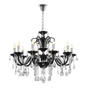 黑色蜡烛灯复古法式 高端大灯大气餐厅灯 客厅吊灯水晶房间主灯欧式