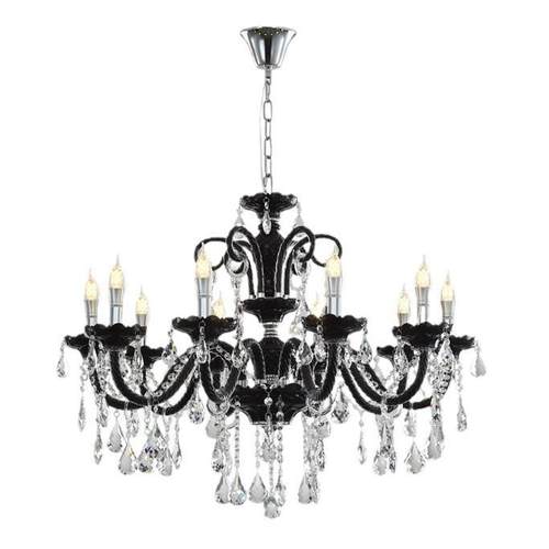 黑色蜡烛灯复古法式客厅吊灯水晶房间主灯欧式高端大灯大气餐厅灯