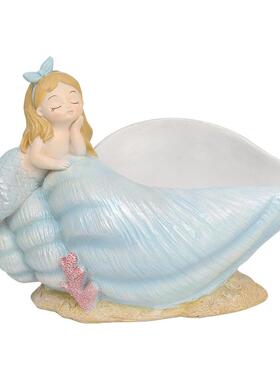 地中R9A4G0海in花s风卡通美人鱼妆台首饰收纳客盆厅桌梳面装饰树